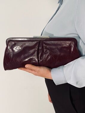 PICARD elegant leather clutch bag with silver hardware